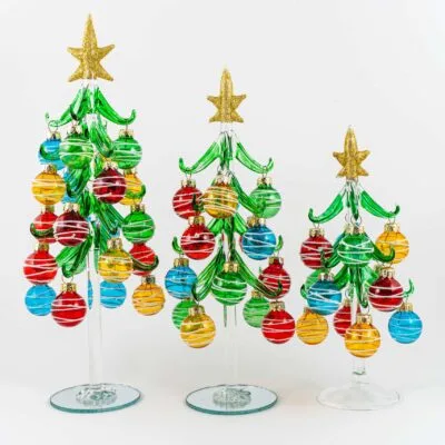 Clear Green Tree W/ Glitter Baubles