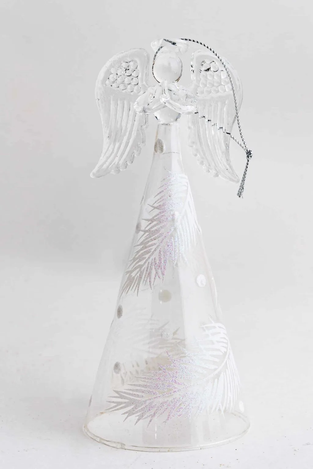 Clear Angel Ornament with Feather Stains - Image 2