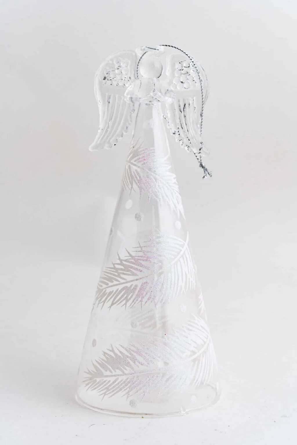 Clear Angel Ornament with Feather Stains - Image 4