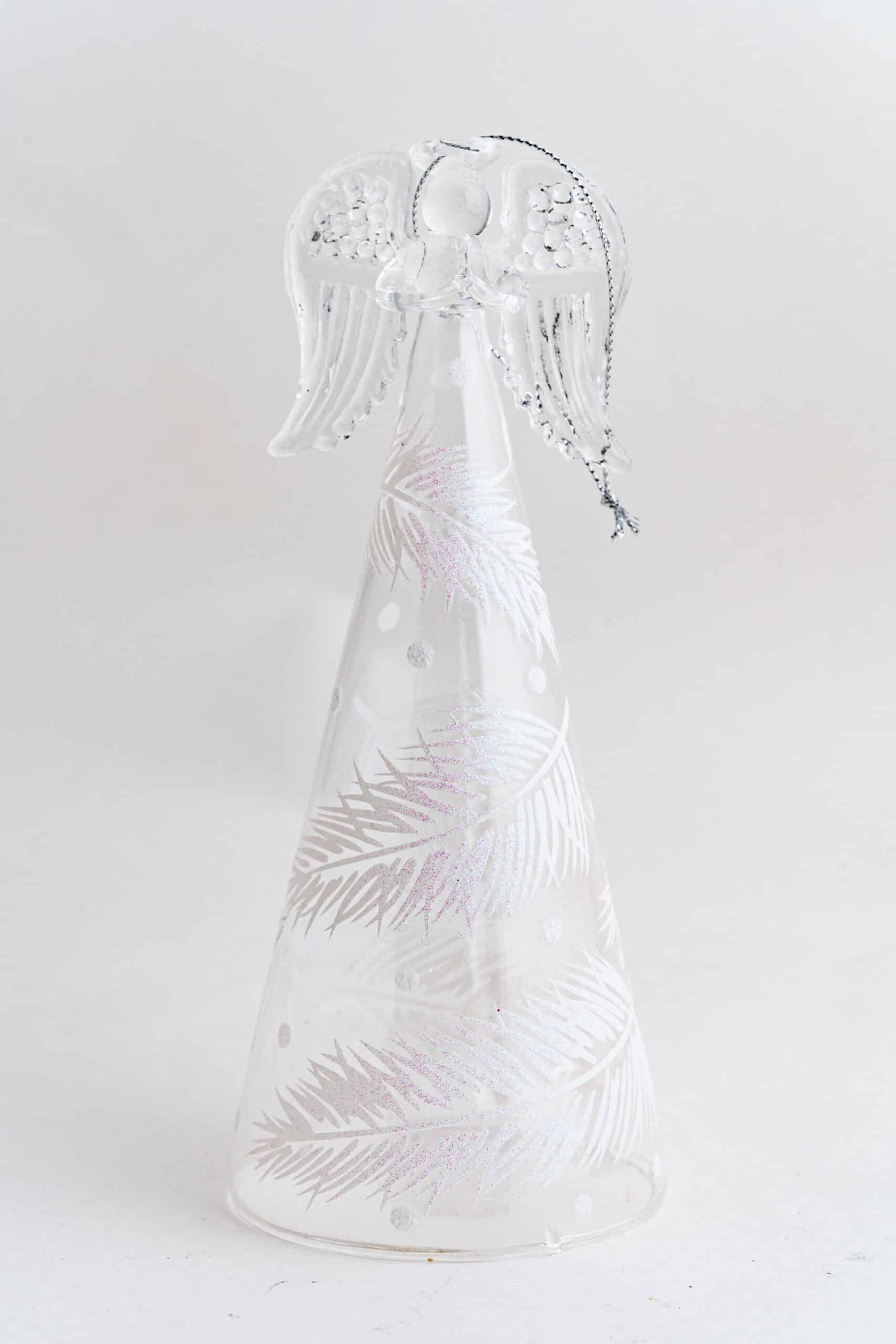 Clear Angel Ornament with Feather Stains - Image 4