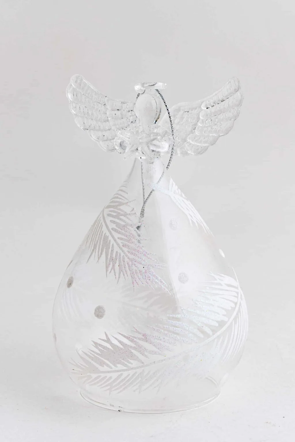Clear Angel Ornament with Feather Stains - Image 3