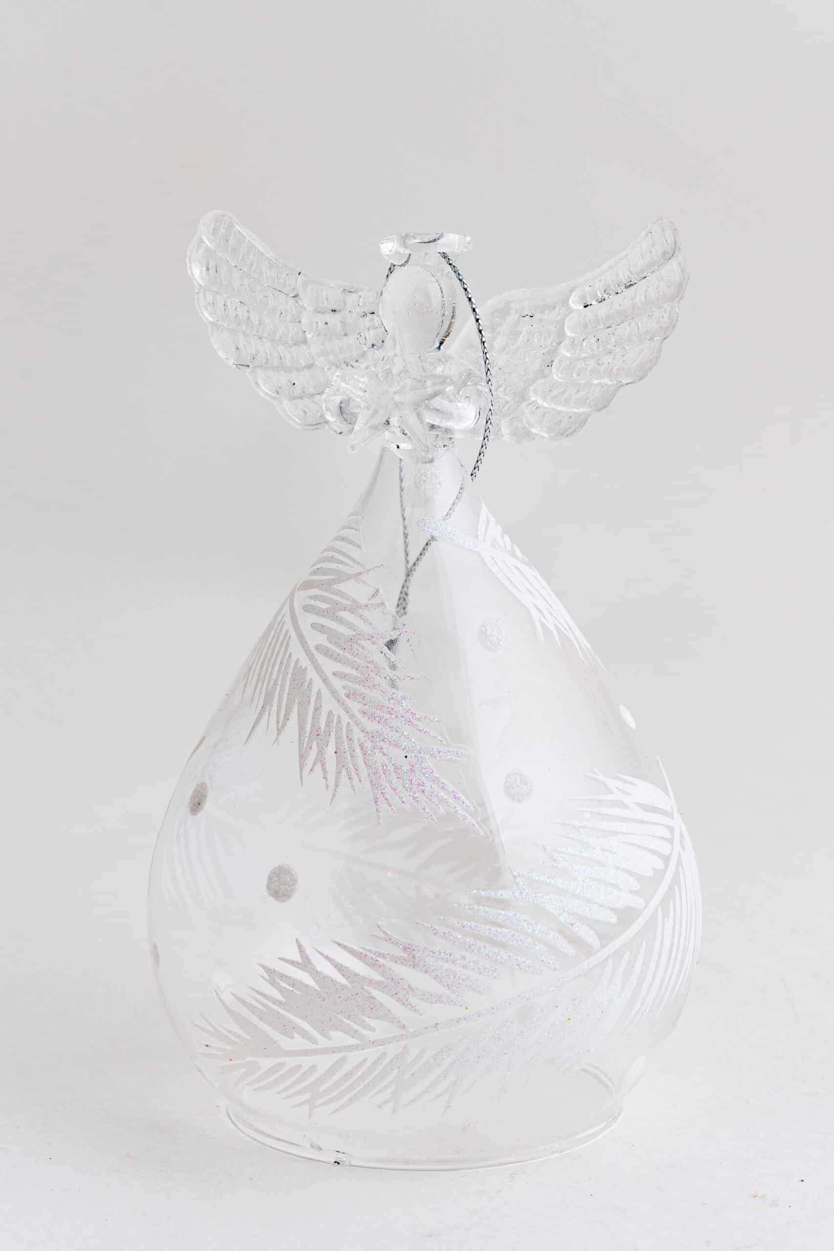 Clear Angel Ornament with Feather Stains - Image 3