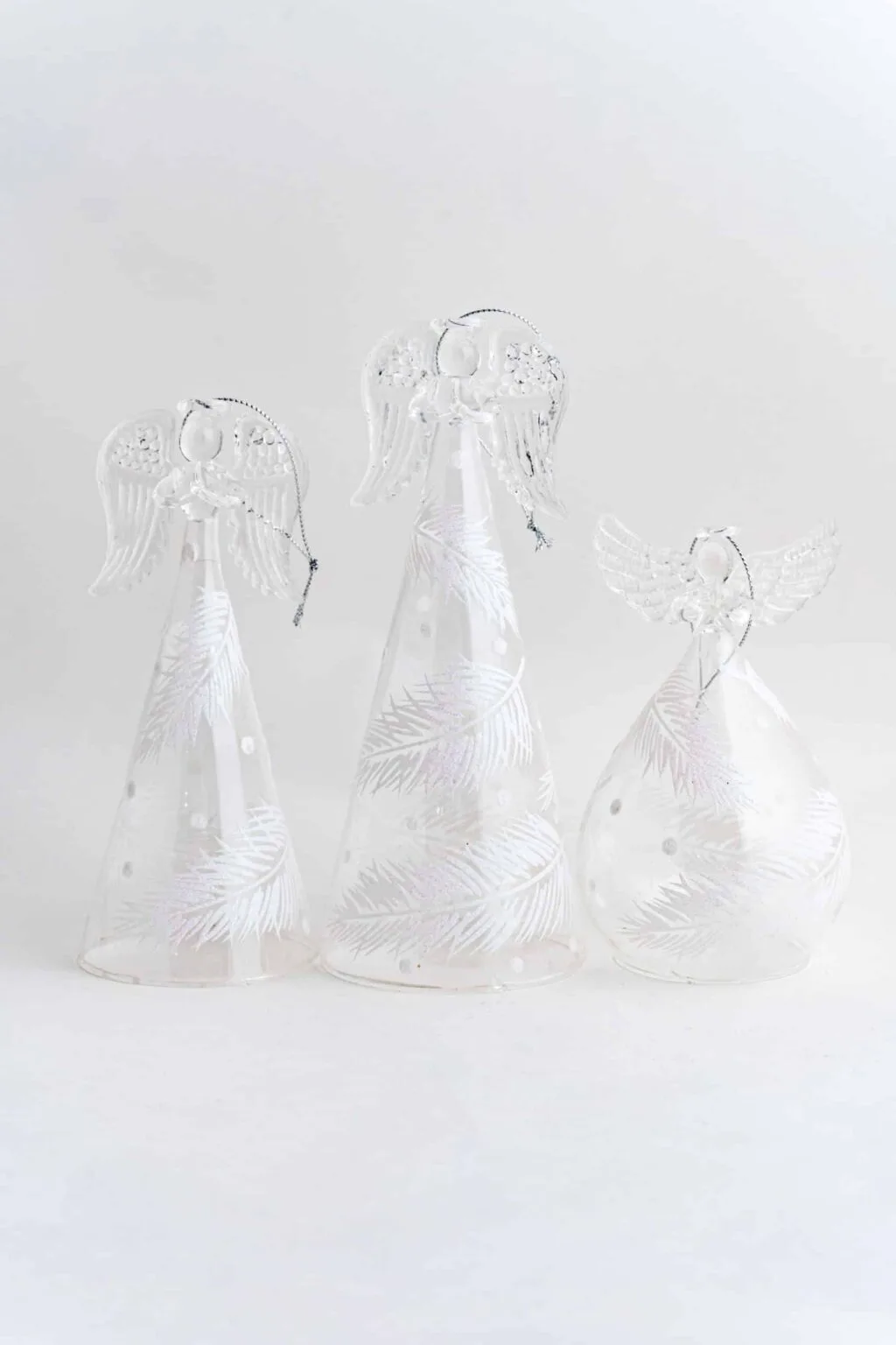 Clear Angel Ornament with Feather Stains