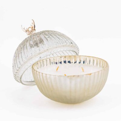 Balsamic Candle in Crystal White with Deer Ornament