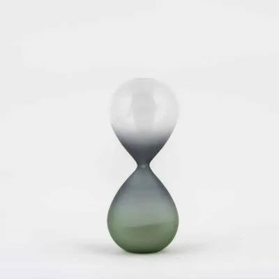 Small Matte Green & Grey White Grain Hourglass