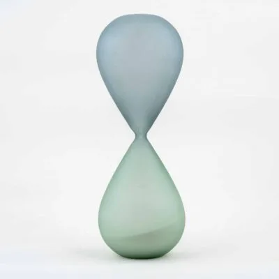 Large Matte Green & Grey White Grain Hourglass