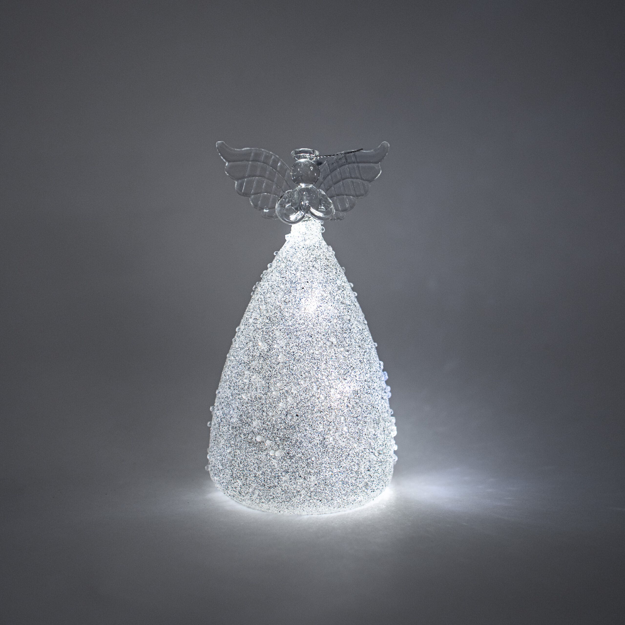 LED Angel Ornament with Grey Glitter and Rhinestones - Image 3