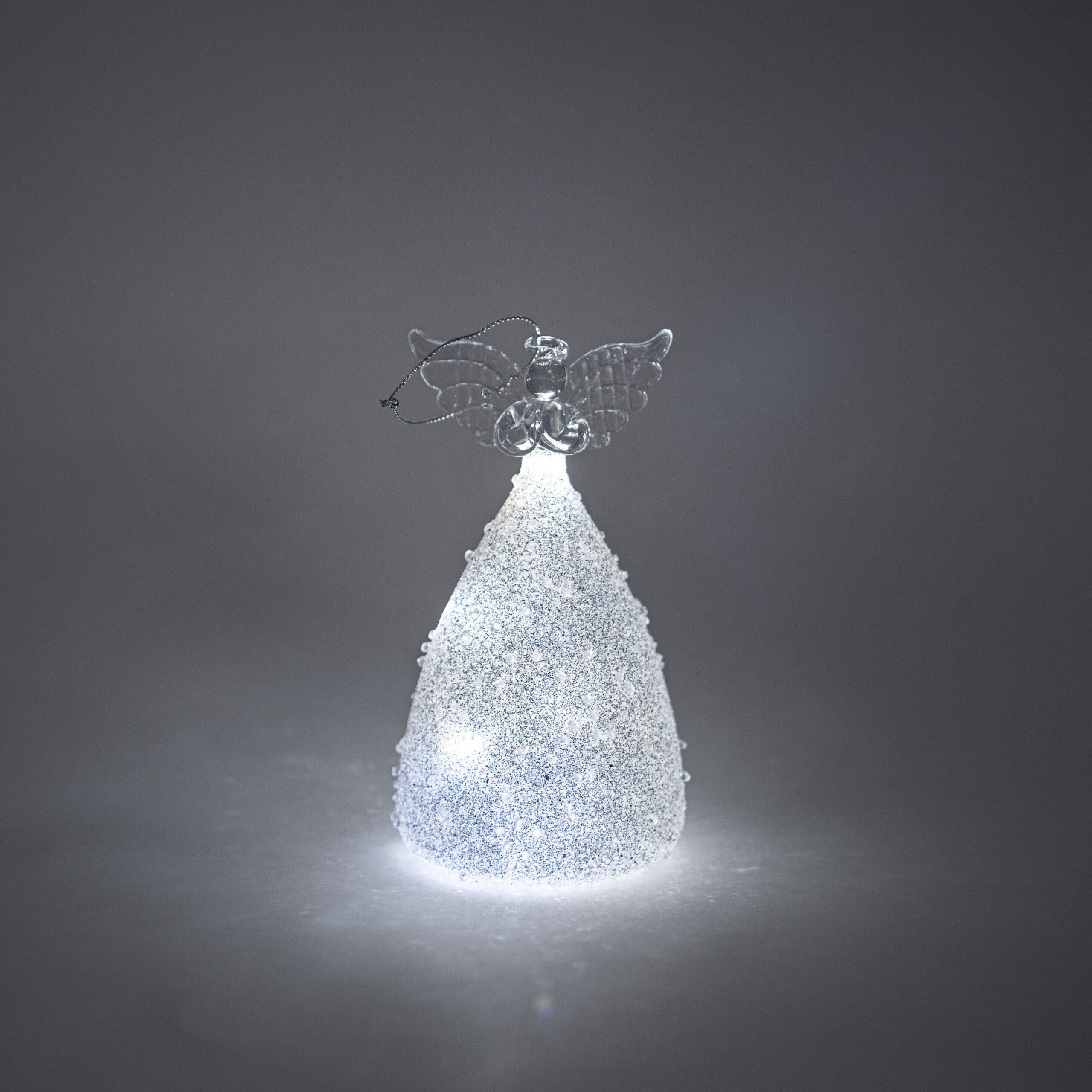 LED Angel Ornament with Grey Glitter and Rhinestones - Image 5