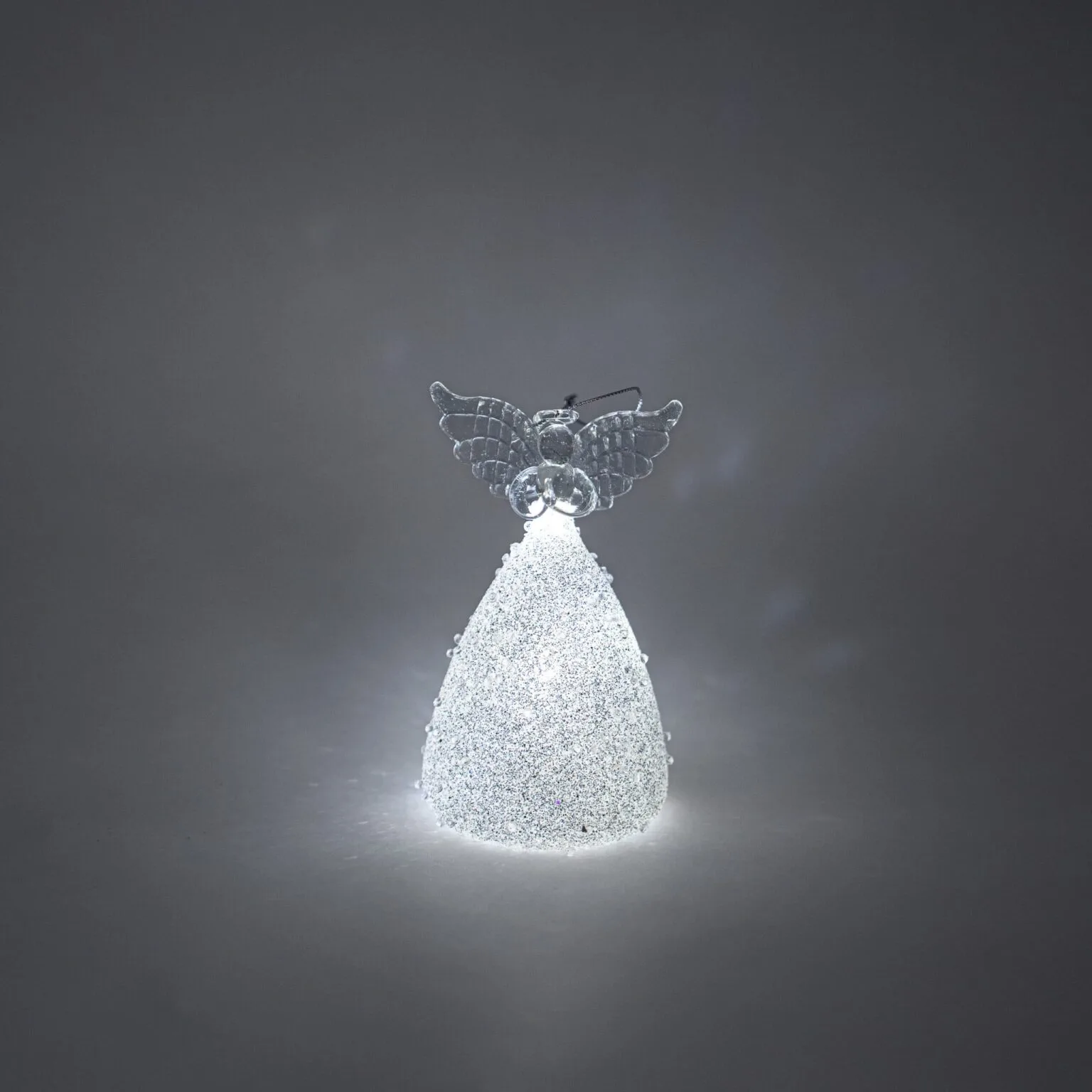 LED Angel Ornament with Grey Glitter and Rhinestones - Image 7