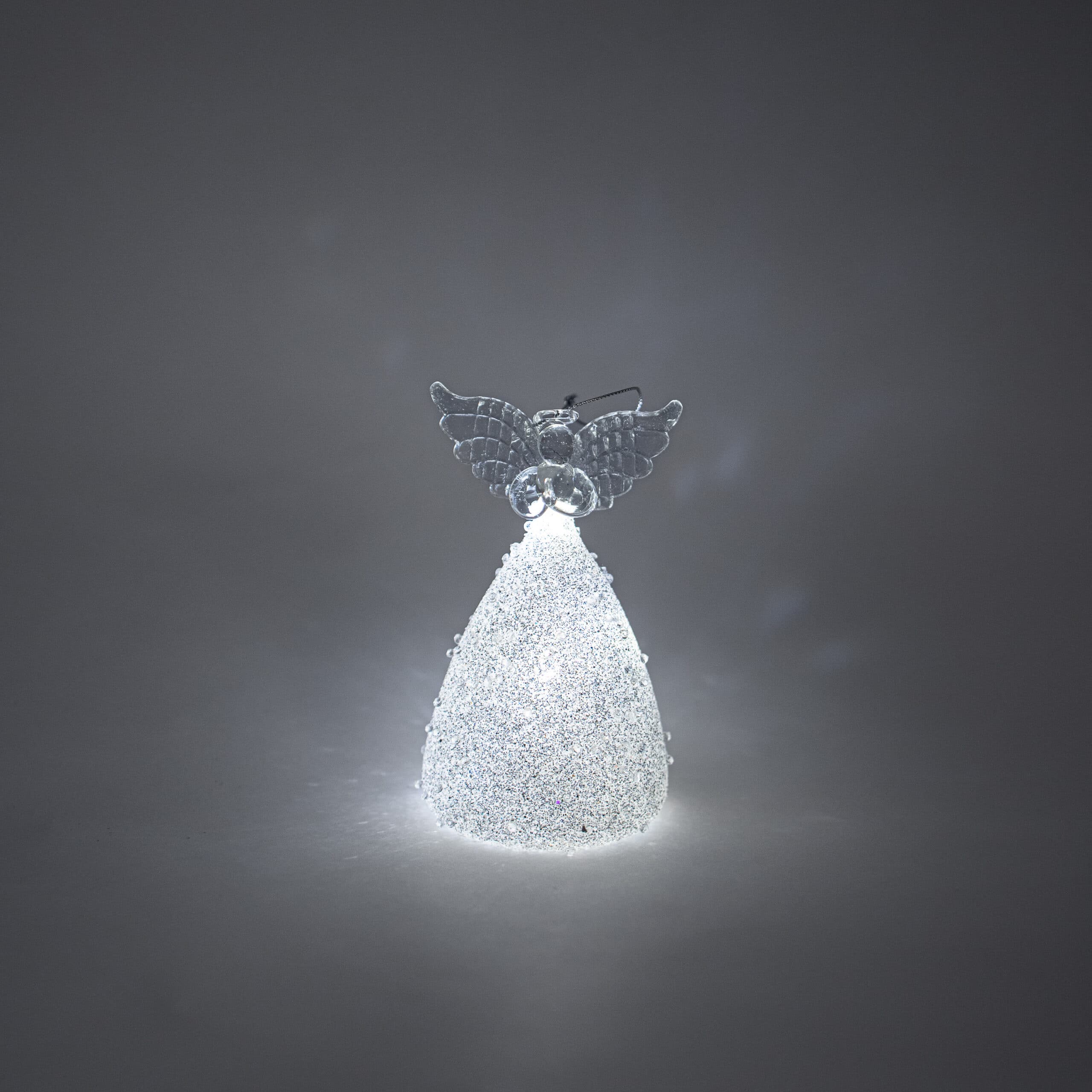 LED Angel Ornament with Grey Glitter and Rhinestones - Image 7