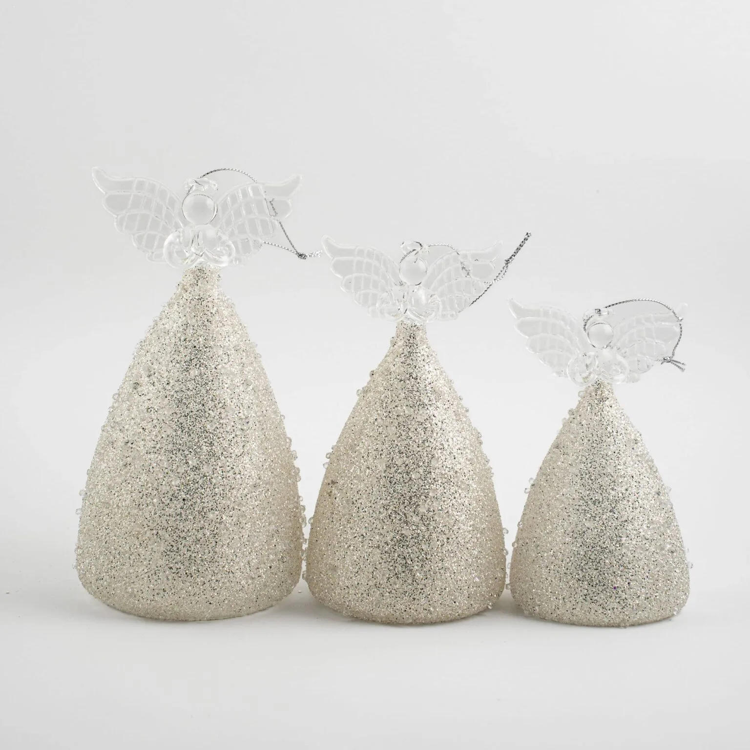LED Angel Ornament with Grey Glitter and Rhinestones - Image 2