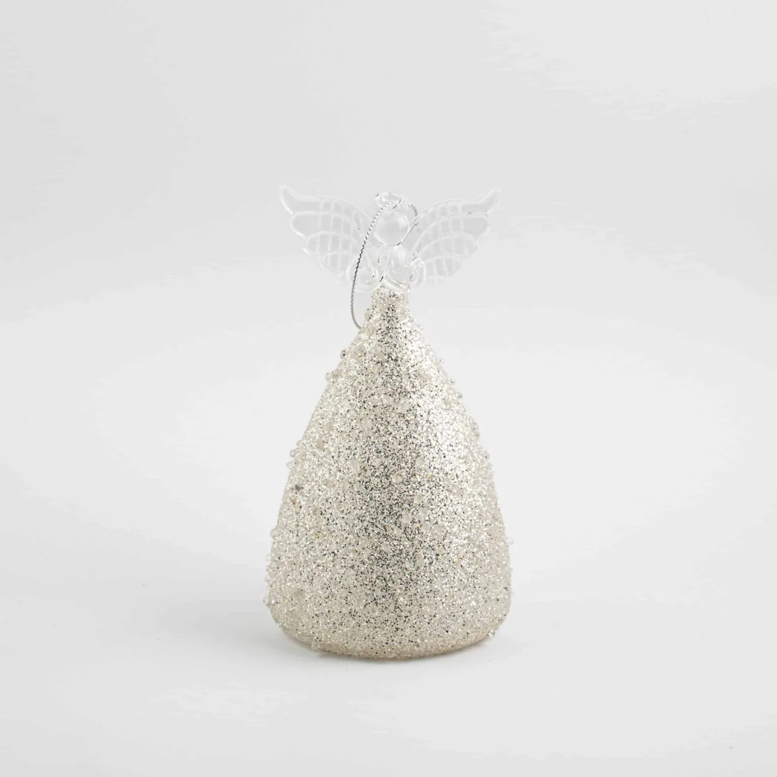 LED Angel Ornament with Grey Glitter and Rhinestones - Image 4