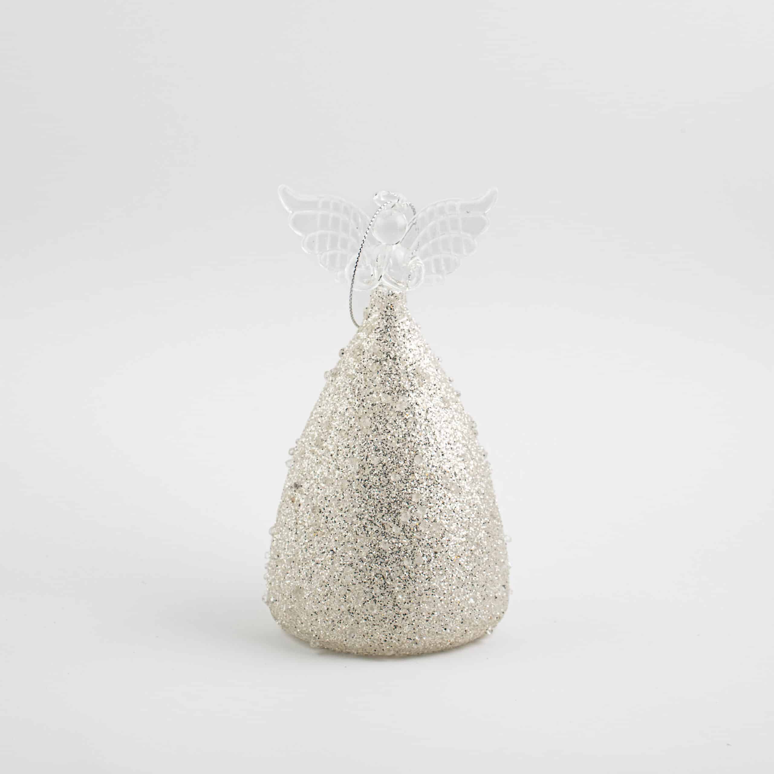LED Angel Ornament with Grey Glitter and Rhinestones - Image 4