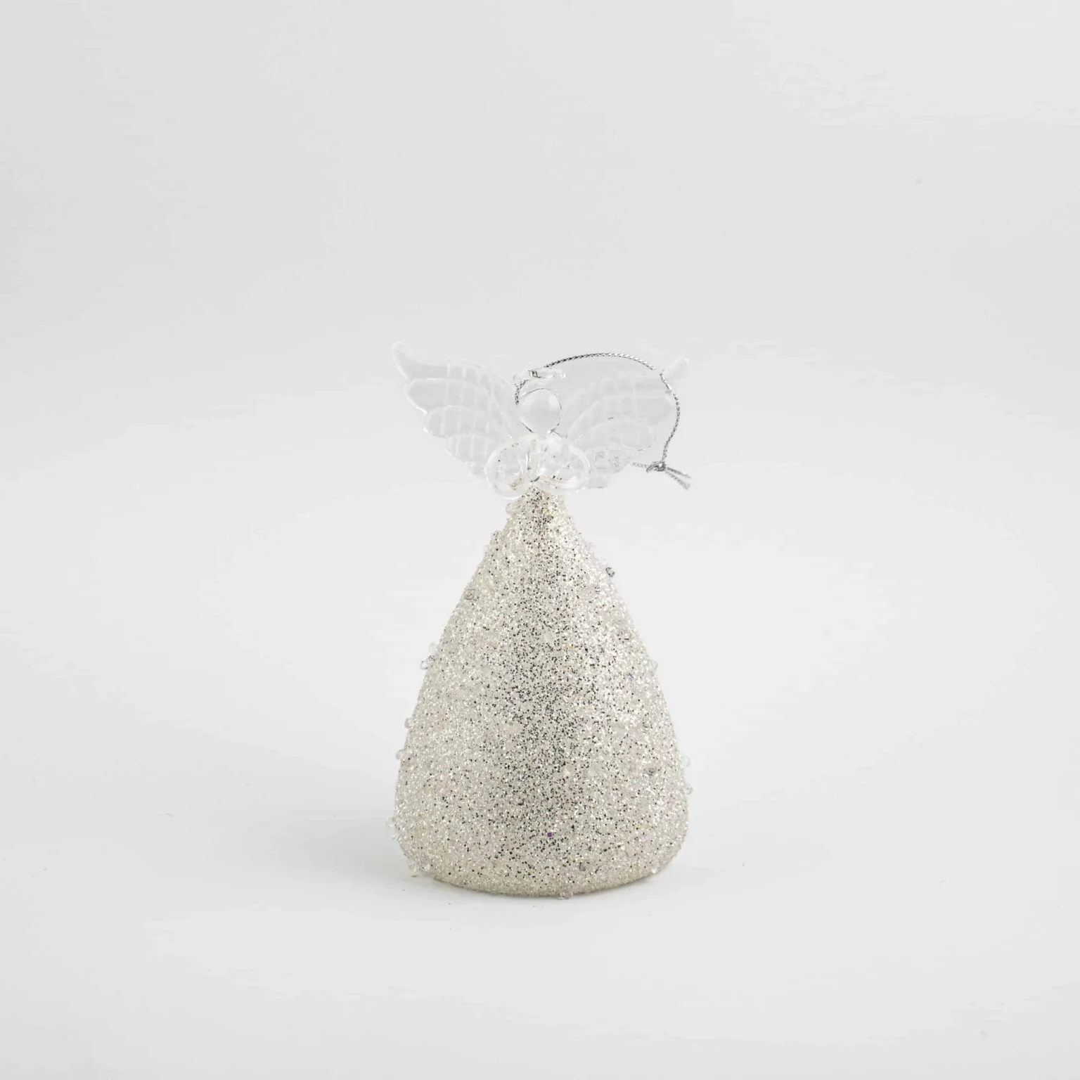 LED Angel Ornament with Grey Glitter and Rhinestones - Image 6