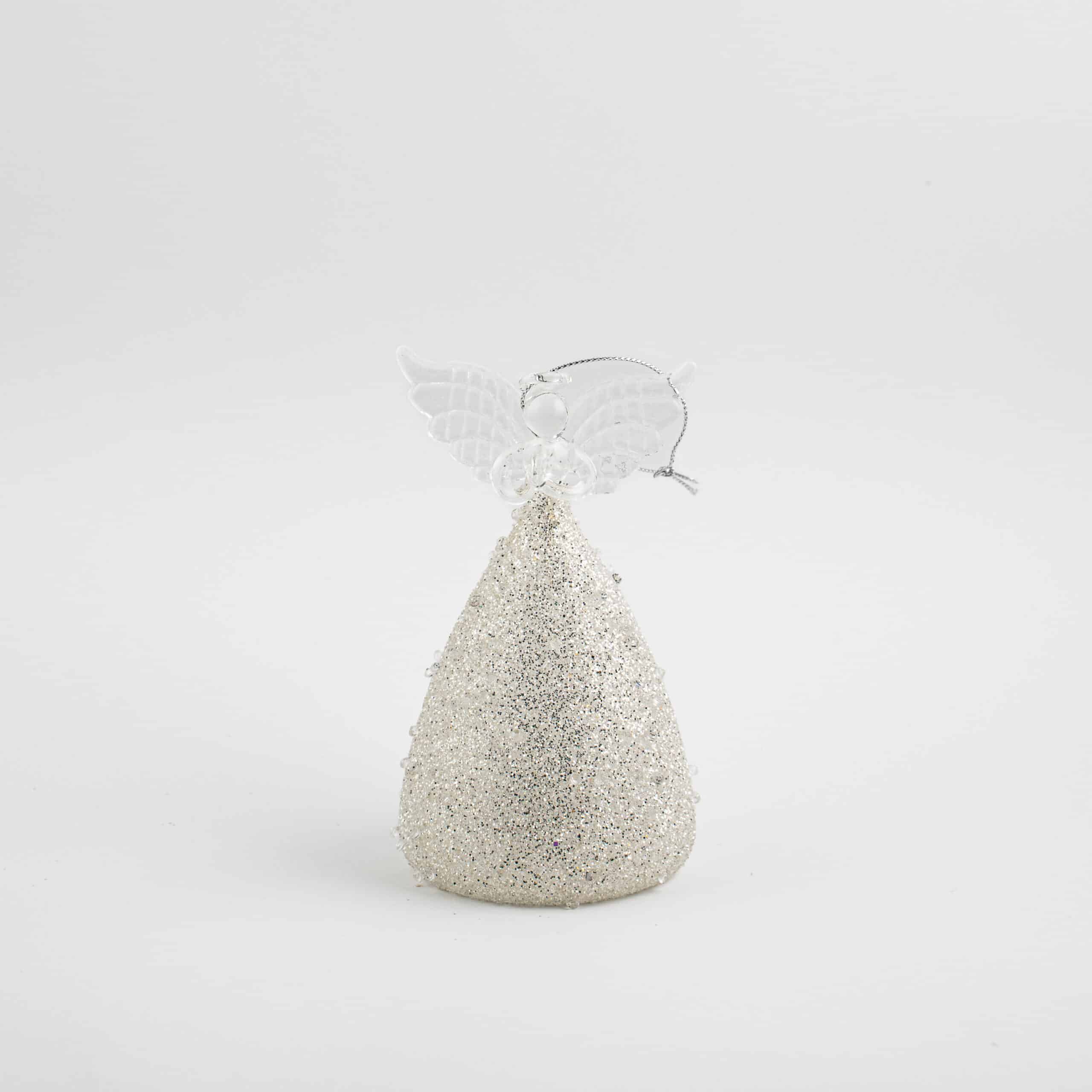 LED Angel Ornament with Grey Glitter and Rhinestones - Image 6