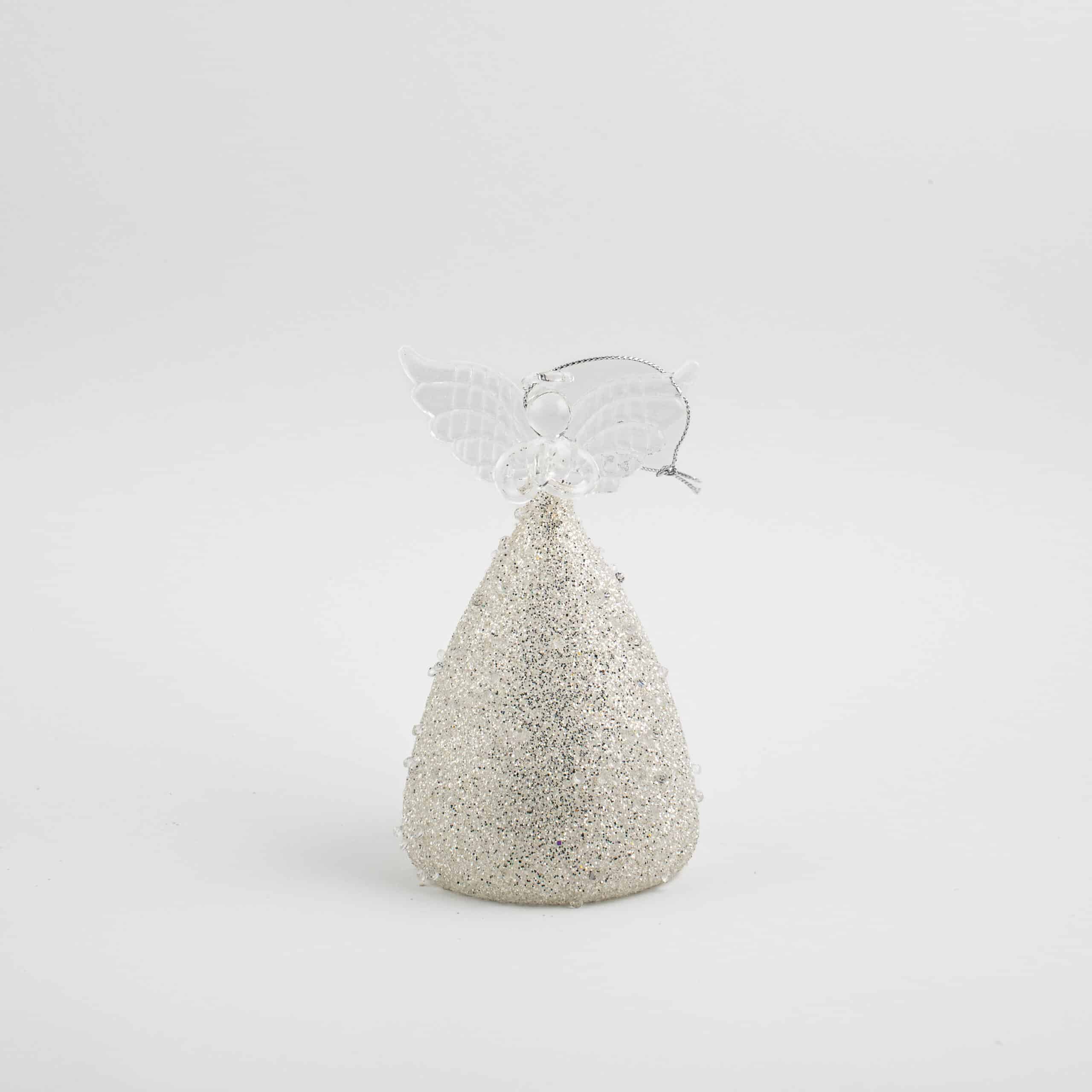 LED Angel Ornament with Grey Glitter and Rhinestones - Image 8