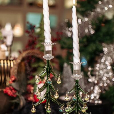 Green Christmas Tree Candle Holders