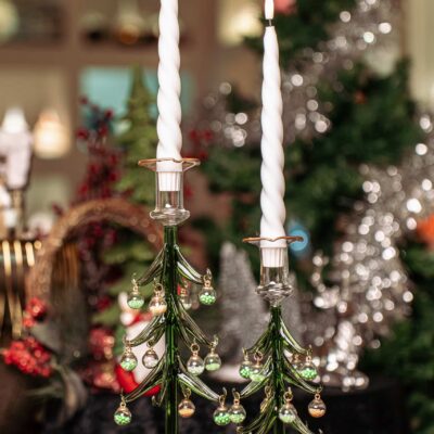 Mix Green Christmas Tree Candle Holders