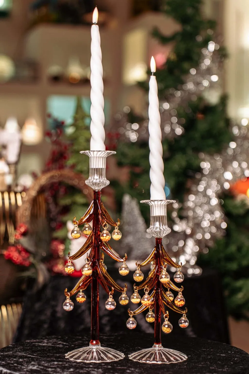 Brown Christmas Tree Candle Holders