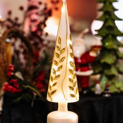Silver Laurel Lit Spin Tree