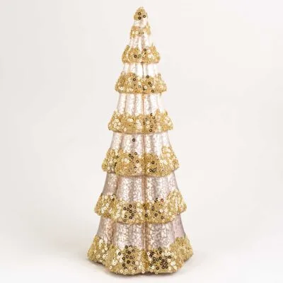 Large Champagne Lit Tiered Tree