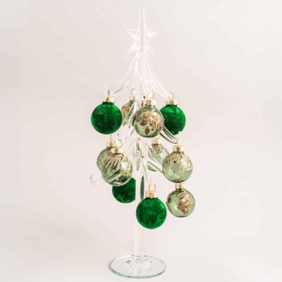 Flock Glitter Bauble Tree