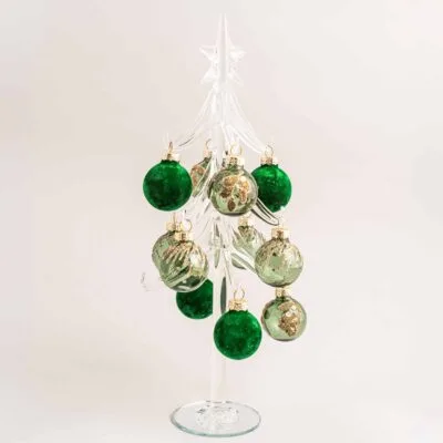 Flock Glitter Bauble Tree
