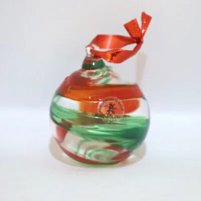 Small Round Bauble — Green & Red Swirl
