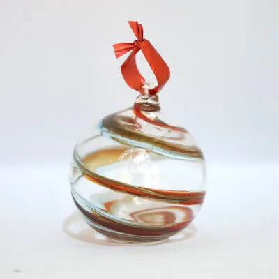 Small Round Bauble — Red & Brown Swirl