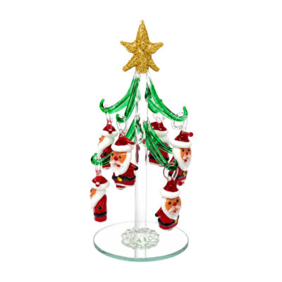 Glass Christmas Tree with Hanging Ornaments