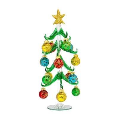 Glass Christmas Tree with Multicolor Baubles