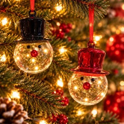 Snowman Glass Christmas Bauble