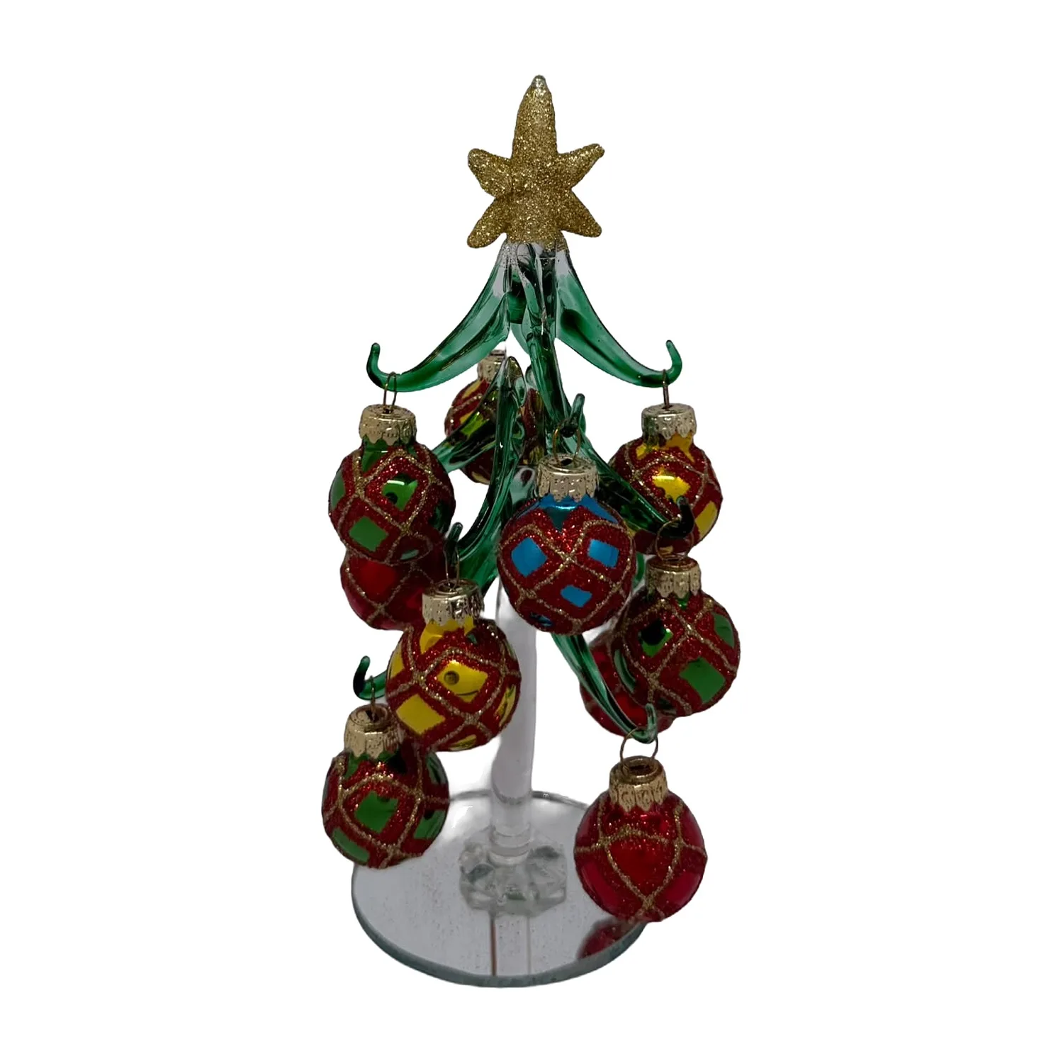 Glass Christmas Tree with Red and Gold Baubles - Image 3