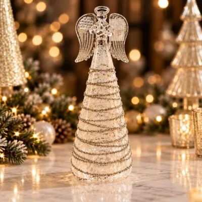 Silver Glitter LED Angel