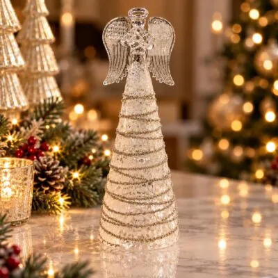 Silver Glitter LED Angel