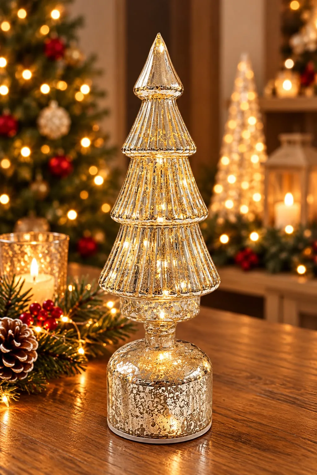 Small Silver LED Rotating Tree