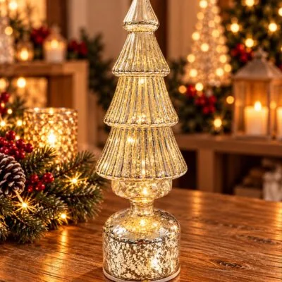Small Silver LED Rotating Tree